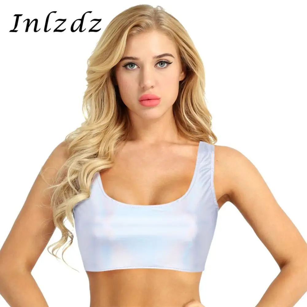 Топ женский кожаный без рукавов с глубоким круглым вырезом |