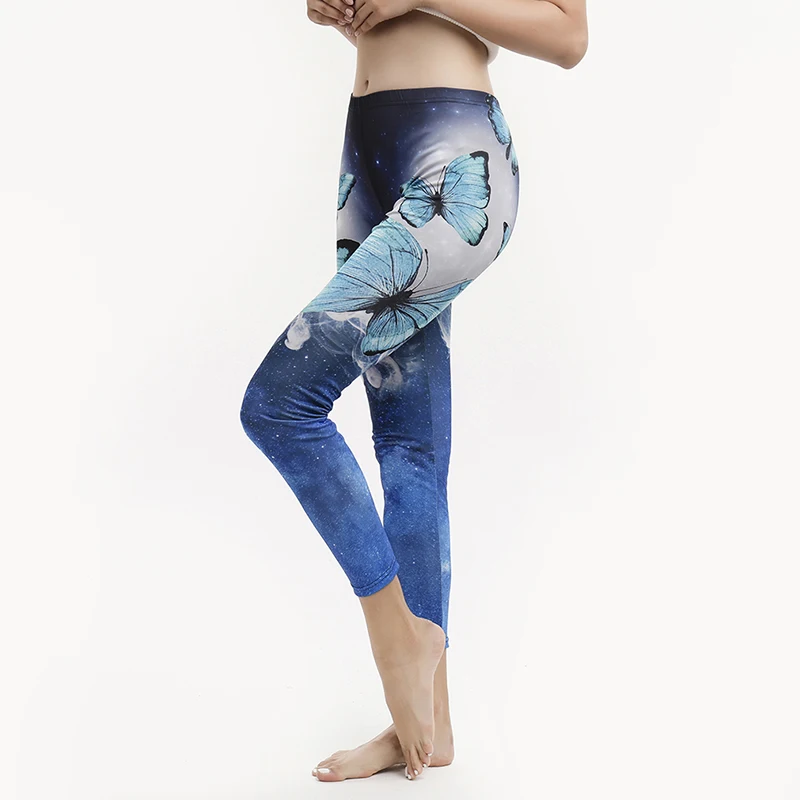 Модные леггинсы до середины талии с цветочным принтом дышащие укороченные штаны