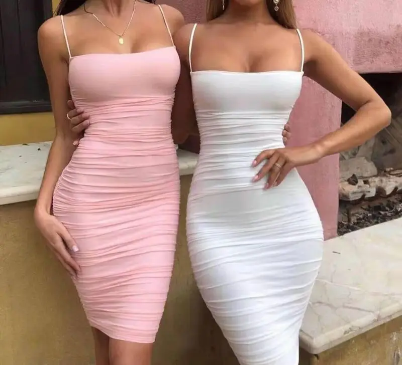 

High Quality Pink White Slip Mesh Rayon Bandage Dress Elegant Evening Party Dress Vestidos