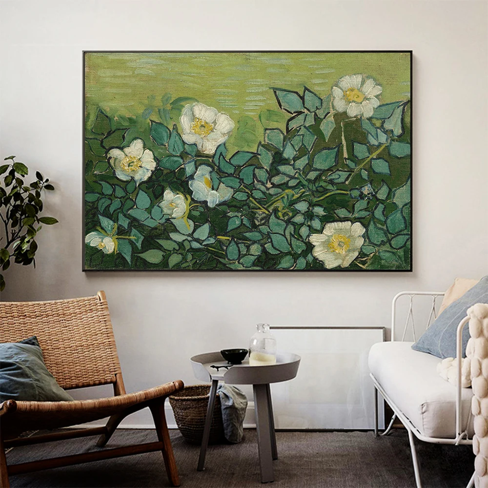 

Vincent Van Gogh Wild Roses Oil Painting on Canvas Posters and Prints Cuadros Wall Art Pictures For Living Room