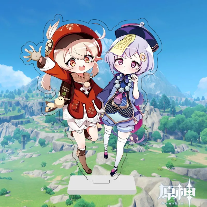 

15CM Anime Genshin Impact Lumine Jean cute Cartoon figure Acrylic two-sided Standing Plates Ornaments model toys gifts