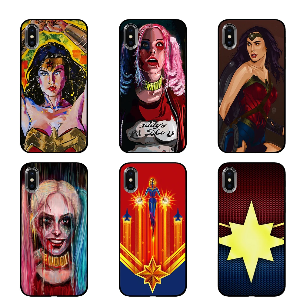 Марвел Капитан Чудо Женщина Черный чехол ТПУ для iPhone 5 5S 6 6s 7 8 Plus X XS XR 11 Pro