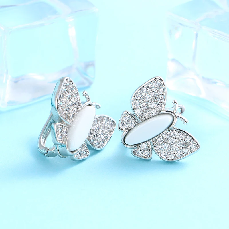 Европейские серьги-бабочки черно-белая цветная дрель вечерние аксессуары