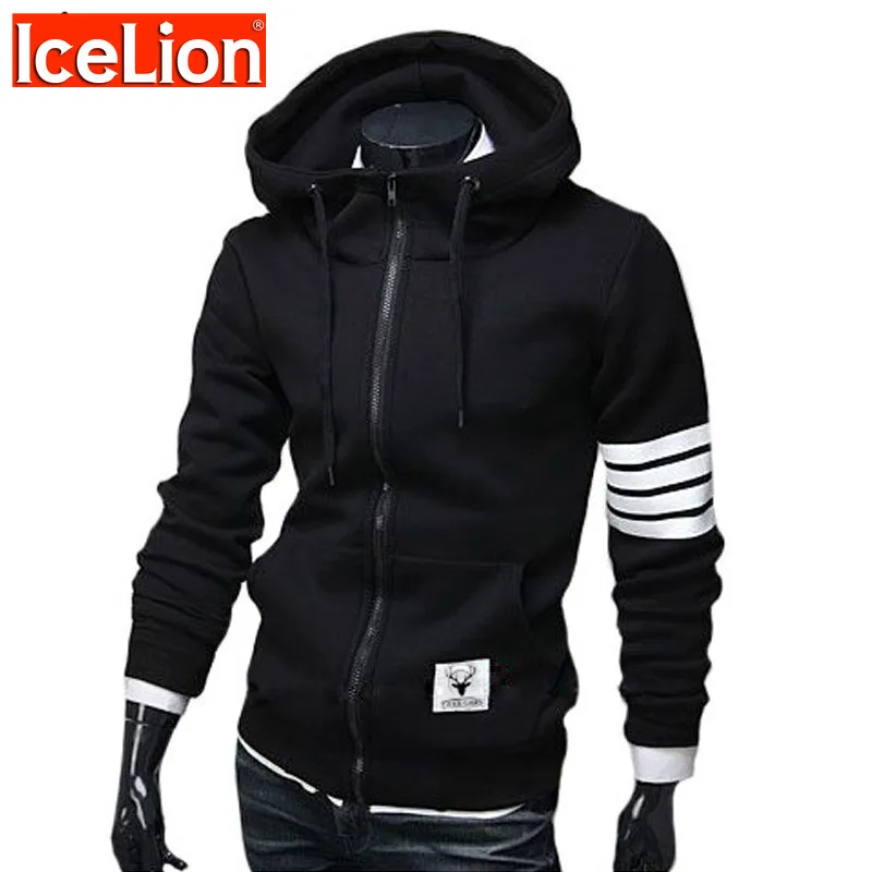 

IceLion 2023 New Zipper Cardigan Hoodies Men Hooded Fleece Sweatshirt Fashion Casual Solid Sportswear Slim Men's Hoody Tracksuit