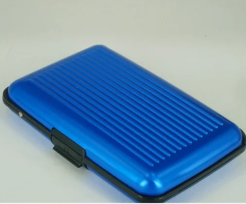 BLUE Anti Rfid Wallet Blocking Reader Lock Bank Card Holder Id Bank Card Case Protection Metal Credit NFC Holder Aluminium - Цвет: BLUE