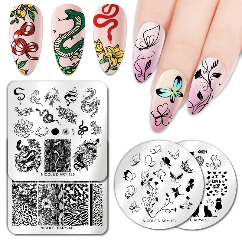 

Square Nail Art Stamping Template Flower Animal Cat Tiger Leopard Theme Image Nails Art Plate Mold Nail Art Print Stencil #DG-KN