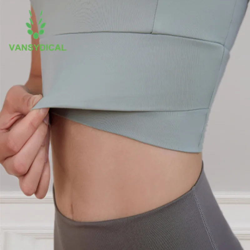 

Vansydical New Women Vest-type Sports Yoga Bra Shockproof Running Athletic Gym Bra Tops Fitness Training Underwear Cross Bottom