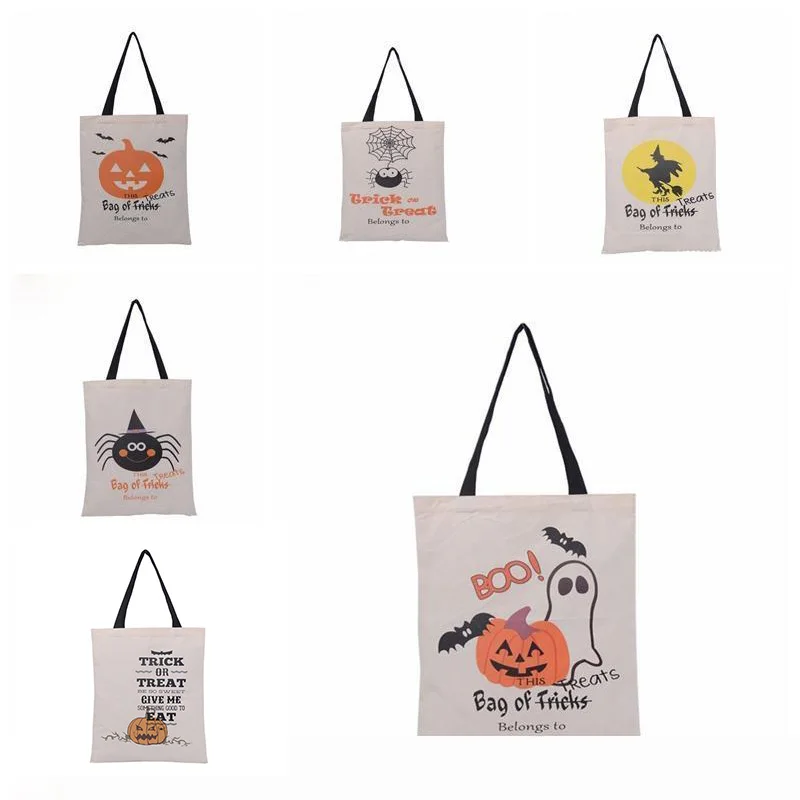 

20pcs/lot Halloween Handbag Pumpkin Head Party Bags Large Capacity Halloween Decorations Canvas Bag Handmade Tote For Children