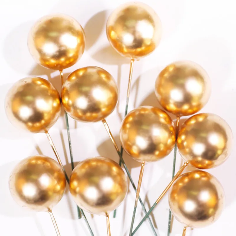 

Happy Birthday Party Decorations Kids Adult Cake Decorating Tools Topper Wedding Ball Ornaments Golden Silver Ball Baking Supply