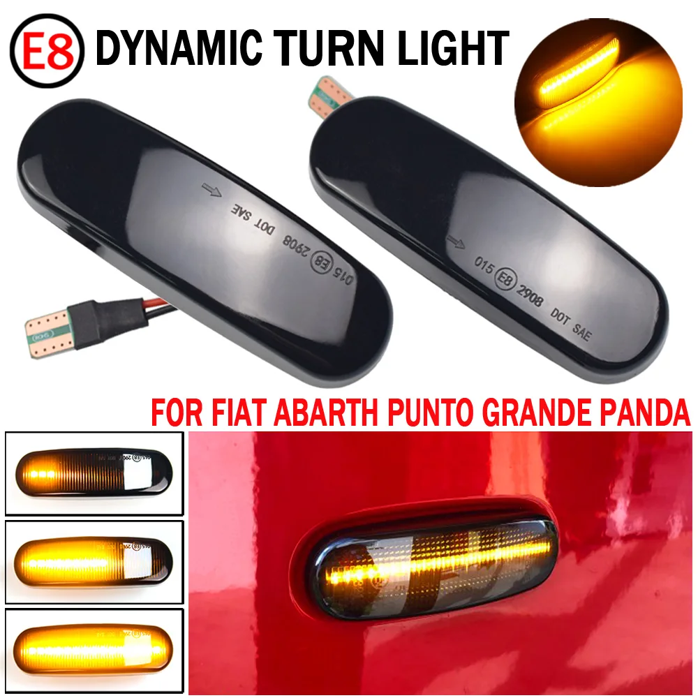 

Fit For Fiat Panda Van(169) 2004 For Peugeot Bipper Tepee 2008-2019 2X Dynamic Smoke LED side marker light turn signal lamp
