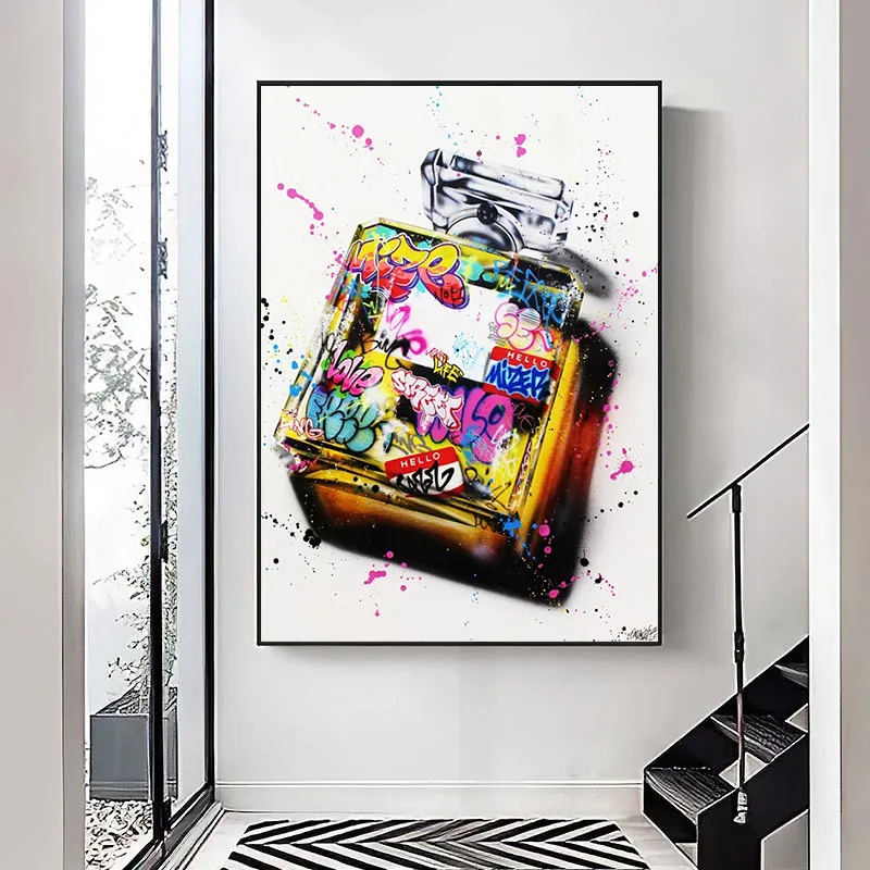 

Graffiti Art Perfume Bottle Fashion Canvas Painting Posters and Print Cuadros Wall Art Picture for Living Room Home Decor
