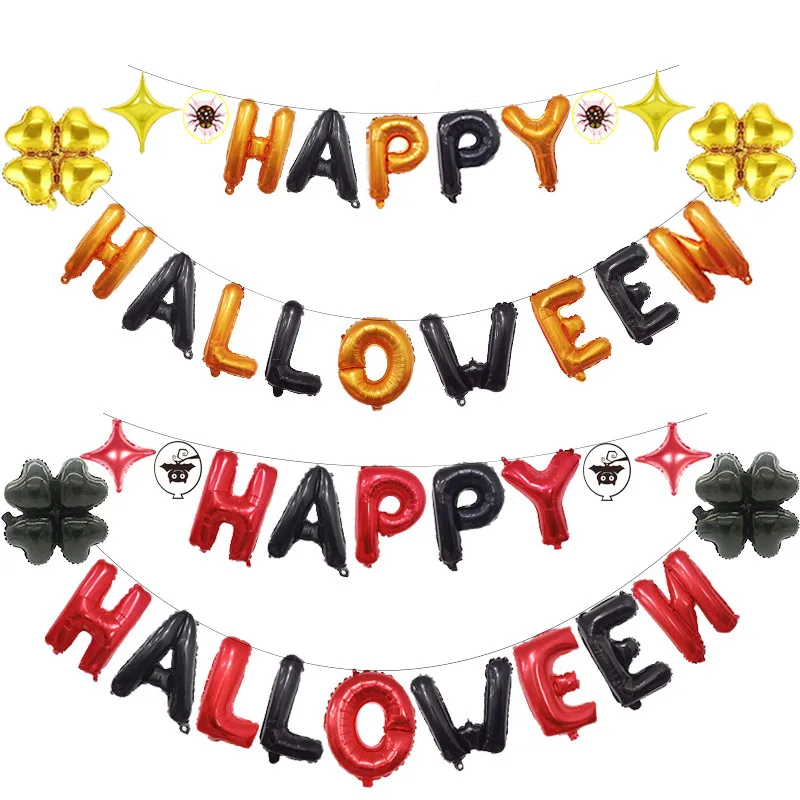 

16 Inch Happy Halloween Letters Aluminum Foil Balloons Party Decoration Supplies