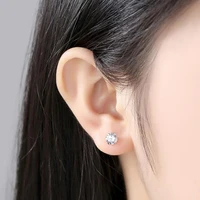 simple elegant zircon silver stud earrings for women girls korean earrings trendy party daily wedding fashion jewelry