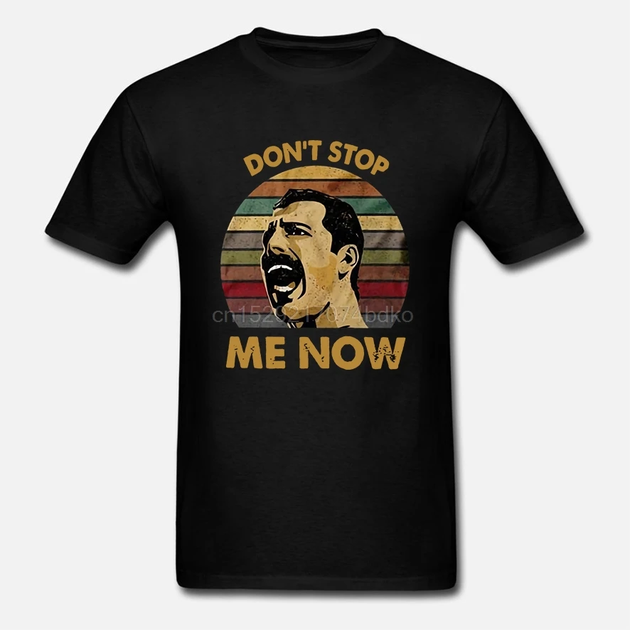 QUEEN Freddie Mercury Dont Stop Me Now Винтажная футболка Черная Хлопковая мужская S 6XL|Мужские