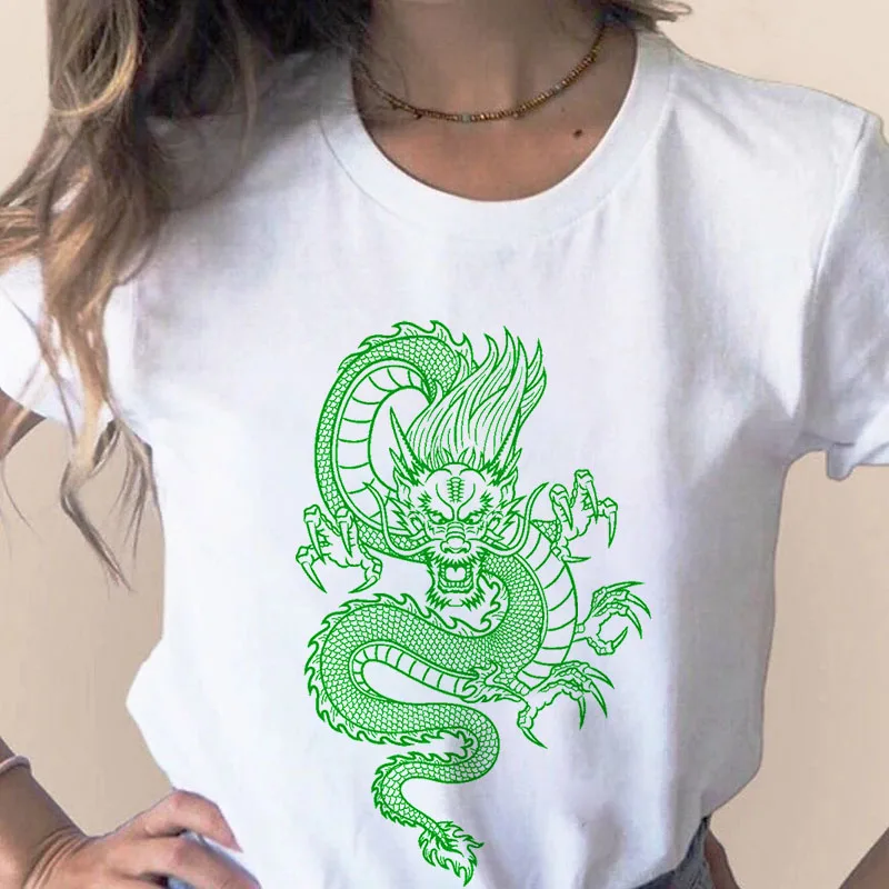 

2022 Women Tshirts Summer Dragon Print T-Shirt Female Short Sleeve Casual Streetwear Fashion Ladies Tee Tops Plus Size S-XXXL
