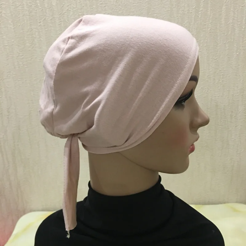 Полное покрытие Внутренняя мусульманская хлопковая хиджаб шапка мусульманская головной убор турецкий шарф мусульманский головной убор - Цвет: PinkKhaki