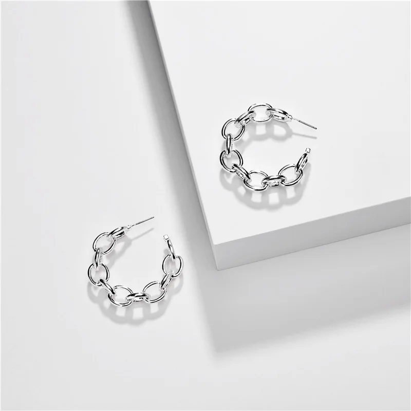 

Joolim Gold & Silver Color Link Hoop Earring Trendy Earring 2020 Fashion Jewelry