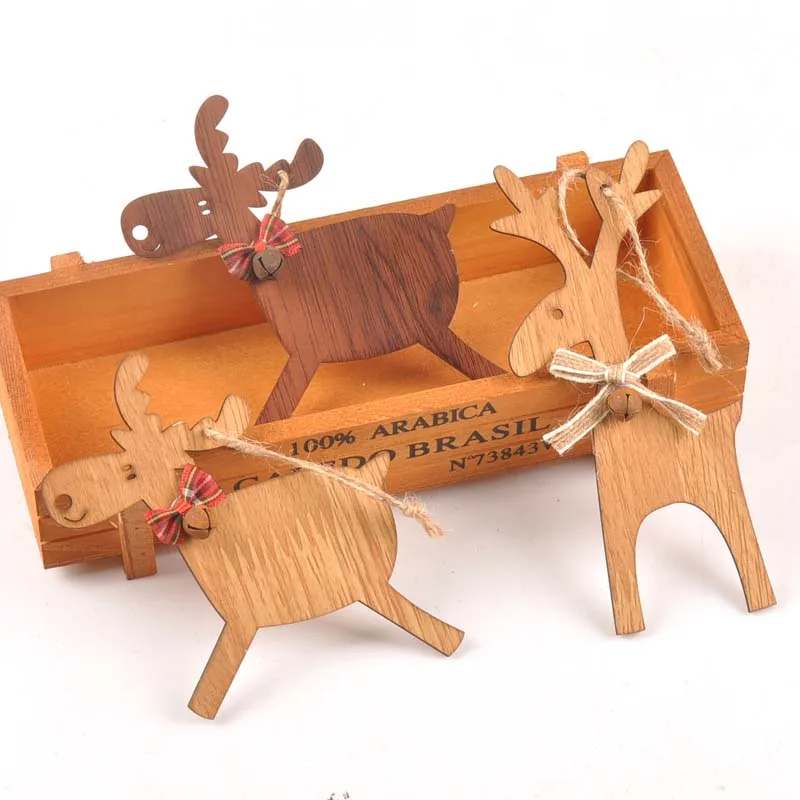 Милые деревянные рождественские украшения с оленями подвесные Подвески для елки