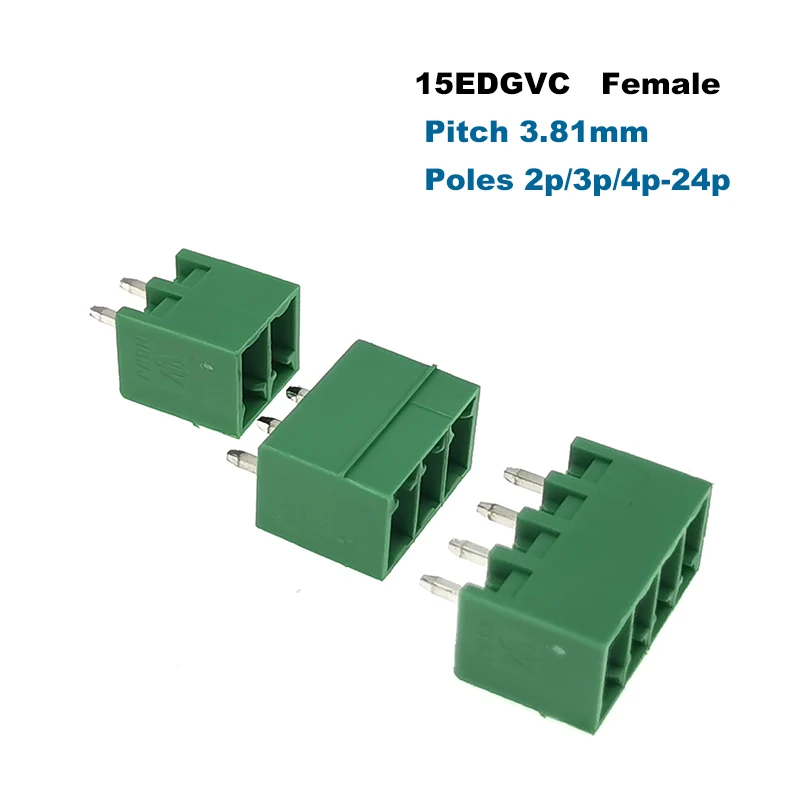 Pluggable PCB Screw Terminal Block Pitch 3.81mm Connector 15EDGK+VC/RC Male Female Morsettiera Vertical Straight Pin 2~10P | Обустройство