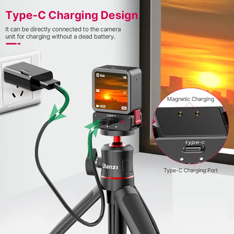 Ulanzi OA-11 Magnetic Power Supply Base Dual Interface Folding for DJI Osmo Action 2 Foldable Mount Adapter |