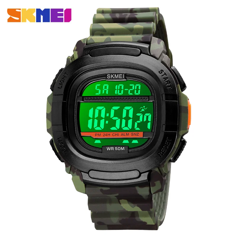 SKMEI светодиодный Дисплей цифровые военные спортивные часы с секундомером Для