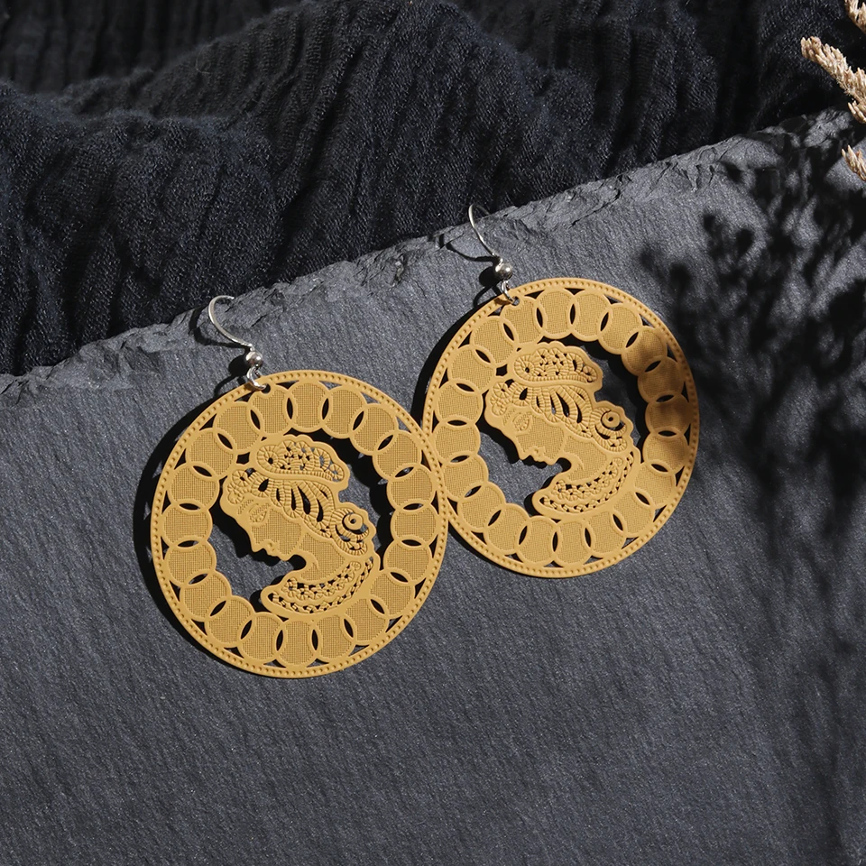 Charming Romantic And Sweet Copper Sheet With Rubber Paint Round Hollow Dangling 2019 Fashion Earrings For Women Accessories | Украшения и