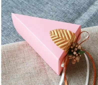 Pink Leaf 10 шт./компл. Милая коробка конфет на свадьбу с цветочным галстуком-бабочкой формы торта коробка для подарков коробка для свадебных сувениров сахарный чехол - Цвет: Pink Leaf