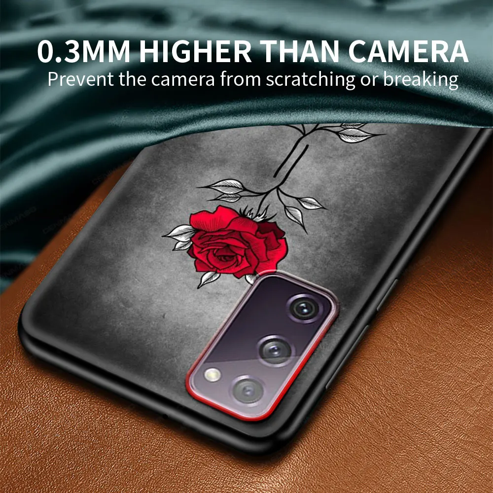 

Silicone TPU Case For Samsung Galaxy S20 FE S21 S20 Ultra S10E S10 Lite S9 S8 Plus 5G Luxury Coque Shell Rose Bud
