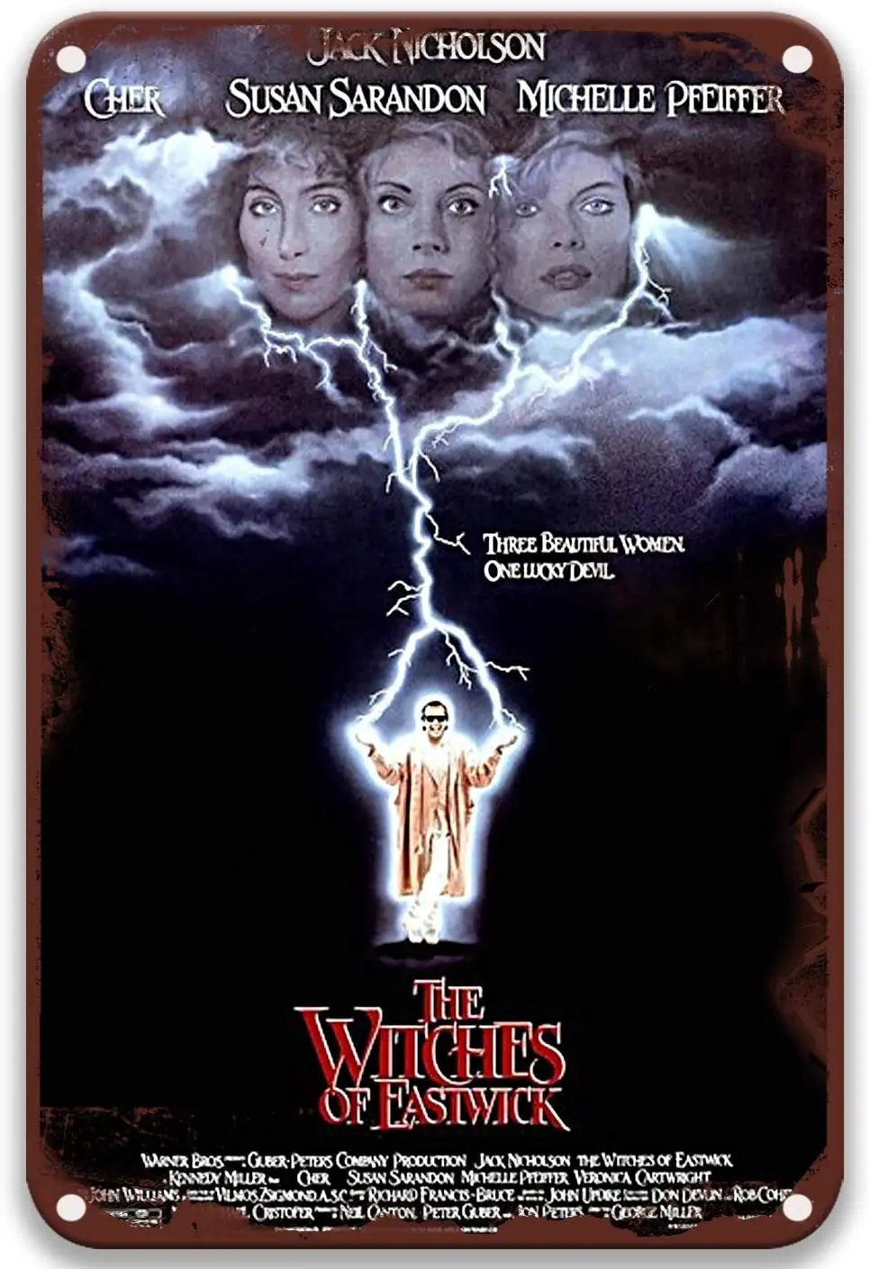 

The Witches of Eastwick (1987) Tin Signs Vintage Movies Unique for Bathroom Coffee & Bar Decor Kitchen 8x12 Inches