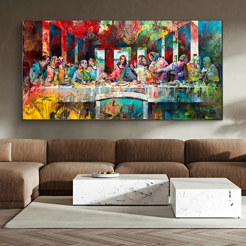 

Classical Graffiti Art Last Supper By Da Vinci Canvas Paintings Wall Art Picture Christian Posters and Prints for Living Room