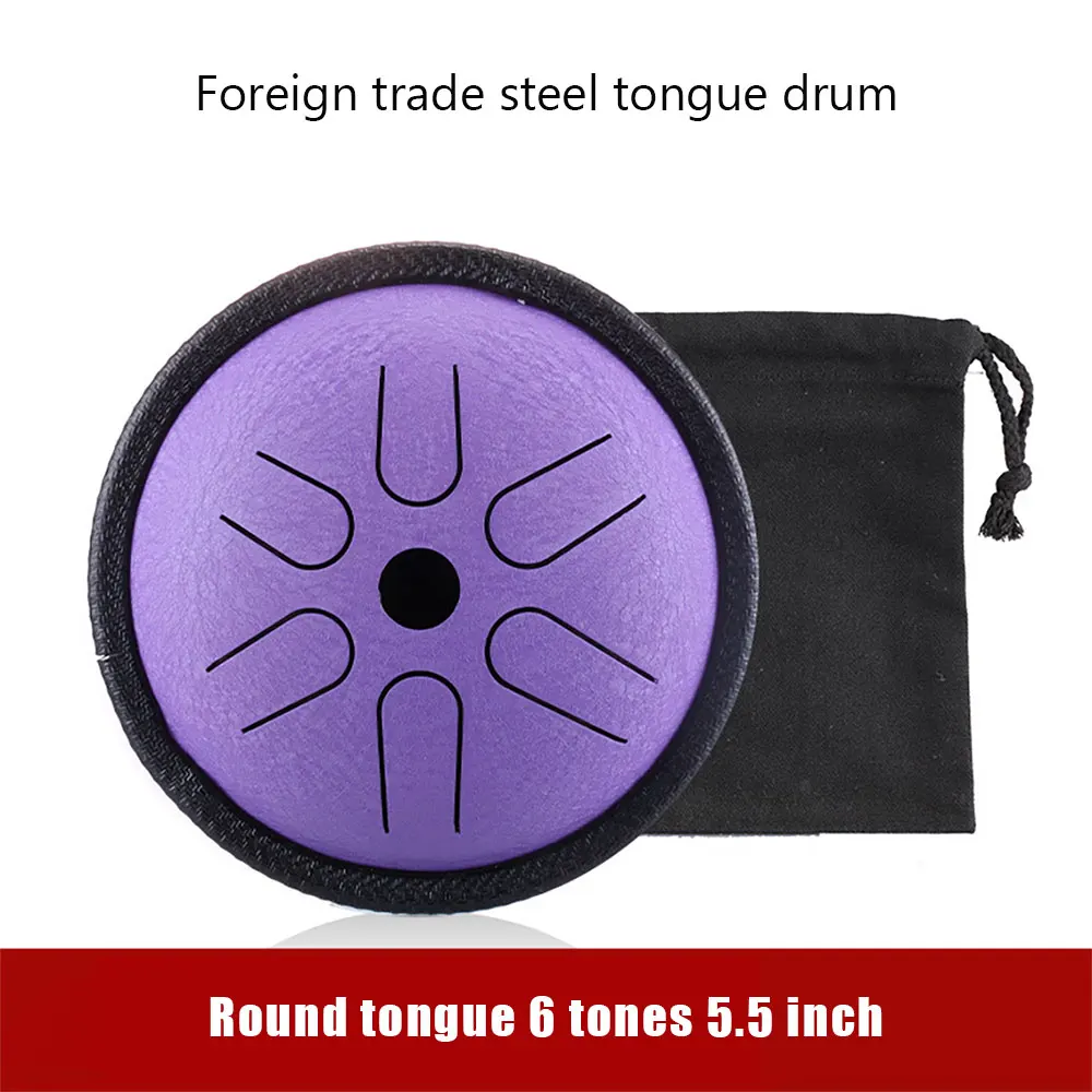 

Tongue Drum 5.5 Inch 6 Tune Hand Pan Steel Tongue Drum Tank Percussion Instruments Accessories With Drumsticks Carrying Bag