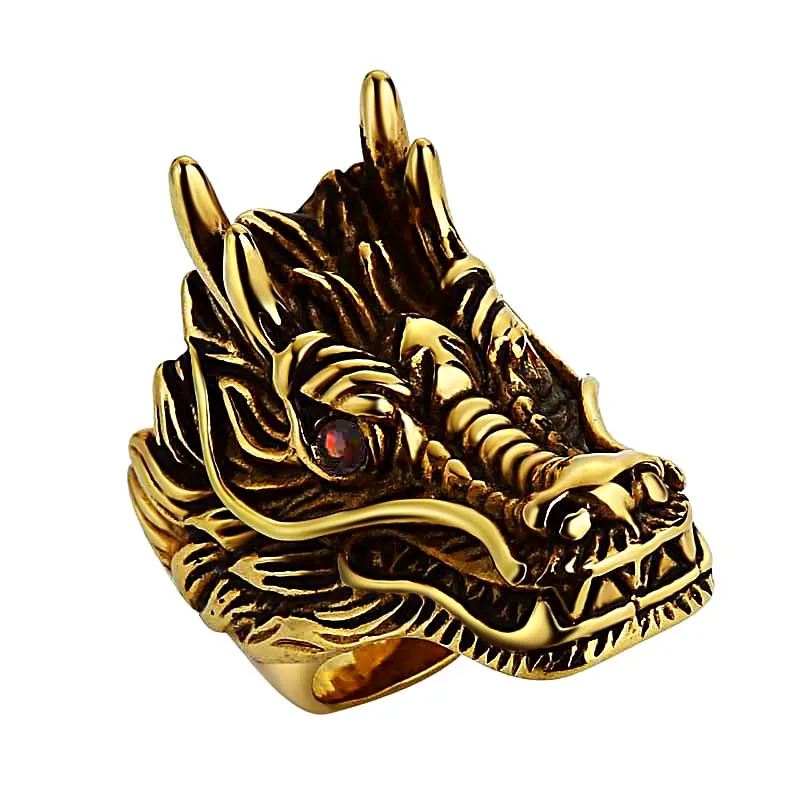 Мужское кольцо в стиле панк с головой дракона праздничная бижутерия кольцами из