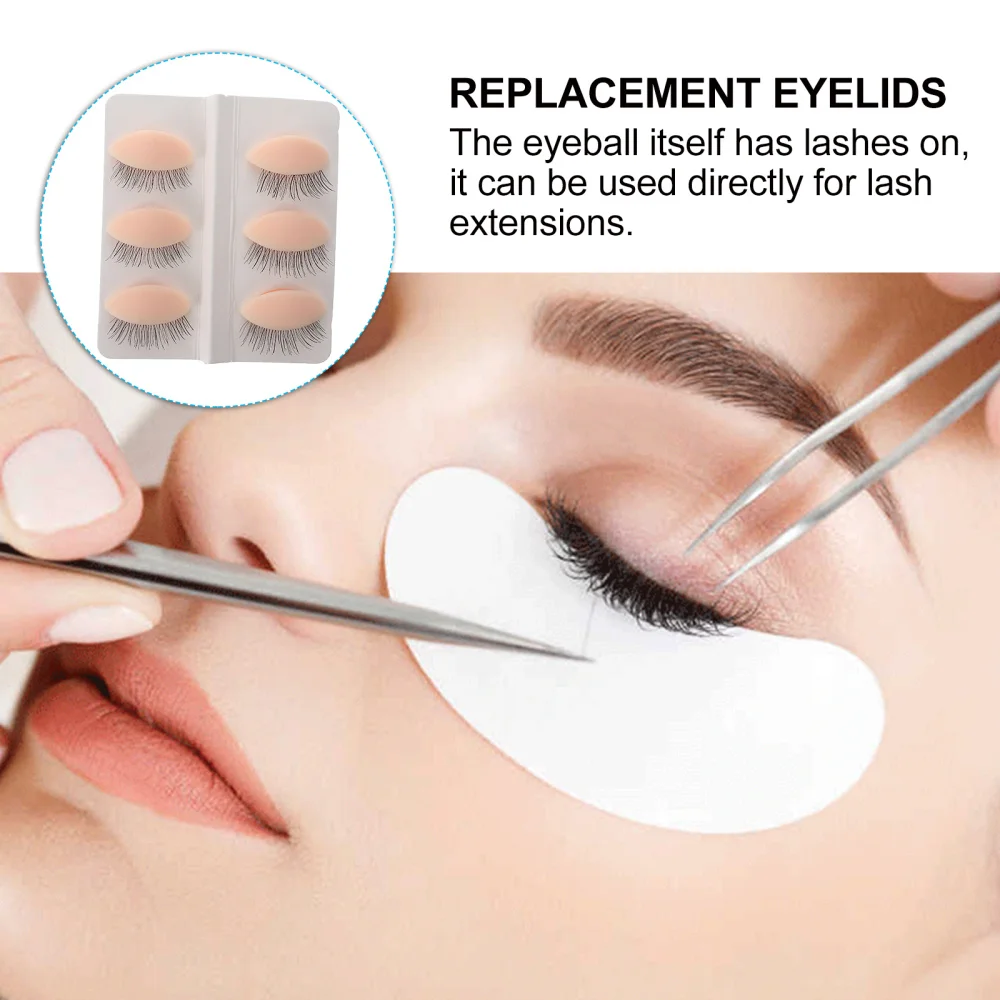 

3 Pairs Lash Extension Supplies Make-up Practice Kit Realistic Eyelids