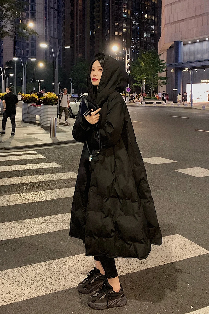 Женский бархатный пуховик с капюшоном средней длины 90 цветов Y2K | Женская одежда