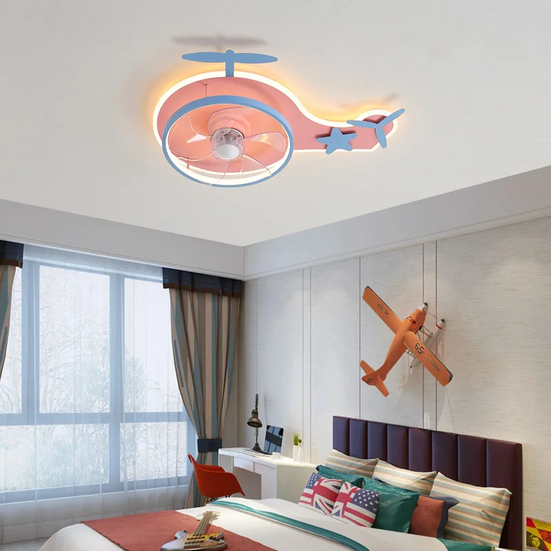 

Ceiling Fan Light Led Modern Remote Control Children's Bedroom Cartoon Airplane Bedroom Dining Room Living Room Creative Light