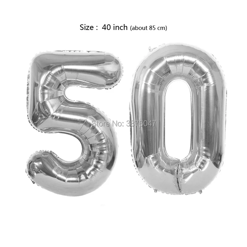 1 Набор серебристые и черные шары с цифрами Happy 50 52 55 58 60 65 69 70 75 80 85 день рождения