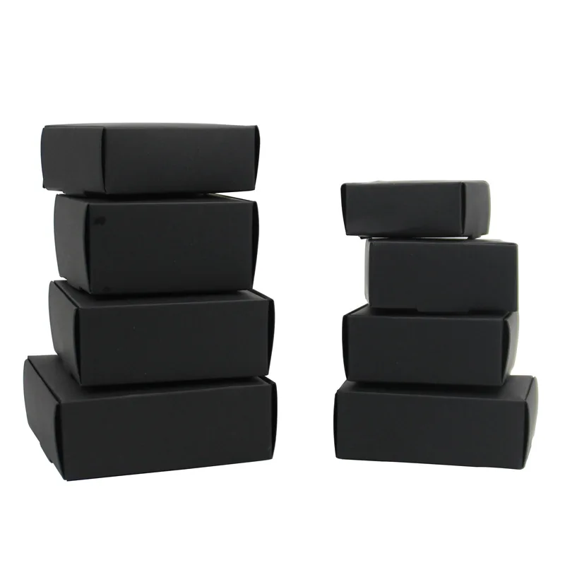 

50pc Multi Size Cute Square Black Kraft White Packaging Box Wedding Party Favor Handmade Soap Candy Dragee Bonbonniere Supplies