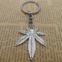 retro new fashion keychain alloy large maple leaf keychain pendant antique silver friends jewelry gift keychain