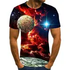 Футболка мужская с 3d принтом звездного неба, Повседневная рубашка, уличная одежда, Размеры Xxs -6x, лето, 2020