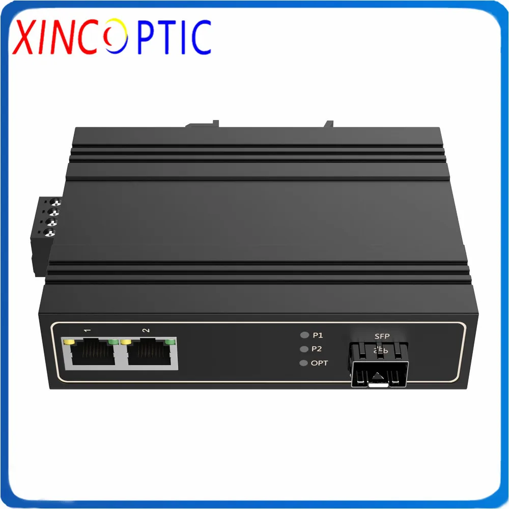 10/100/1000 м 1 волоконный и 2RJ45 промышленный переключатель 30 ℃ ~ 75 * 1000Base X 2*10/100/1000base t POE