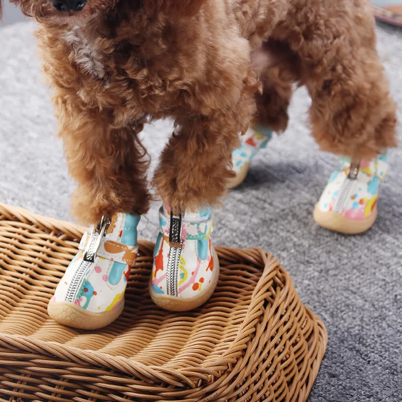 

Pet Dog Puppy Autumn Winter Warm Shoes Fold Space Leather Pets Cotton Shoes Snow Boot Habanera Made In China