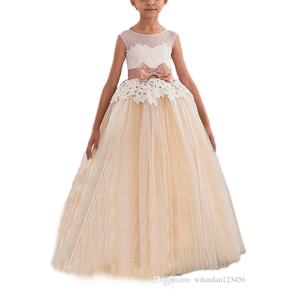 

New Lace Flower Girls Dresses Girls First Communion Dress Princess For Wedding