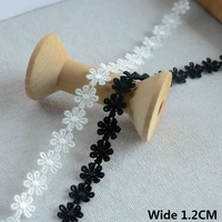 1 2cm wide high quality white black little sunflower polyester embroidered lace applique collar trim apparel home sewing decor