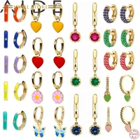 aide 925 sterling silver colorful crystal earring enamel dripping love hoop earrings women pendientes plata 925 fashion jewelry