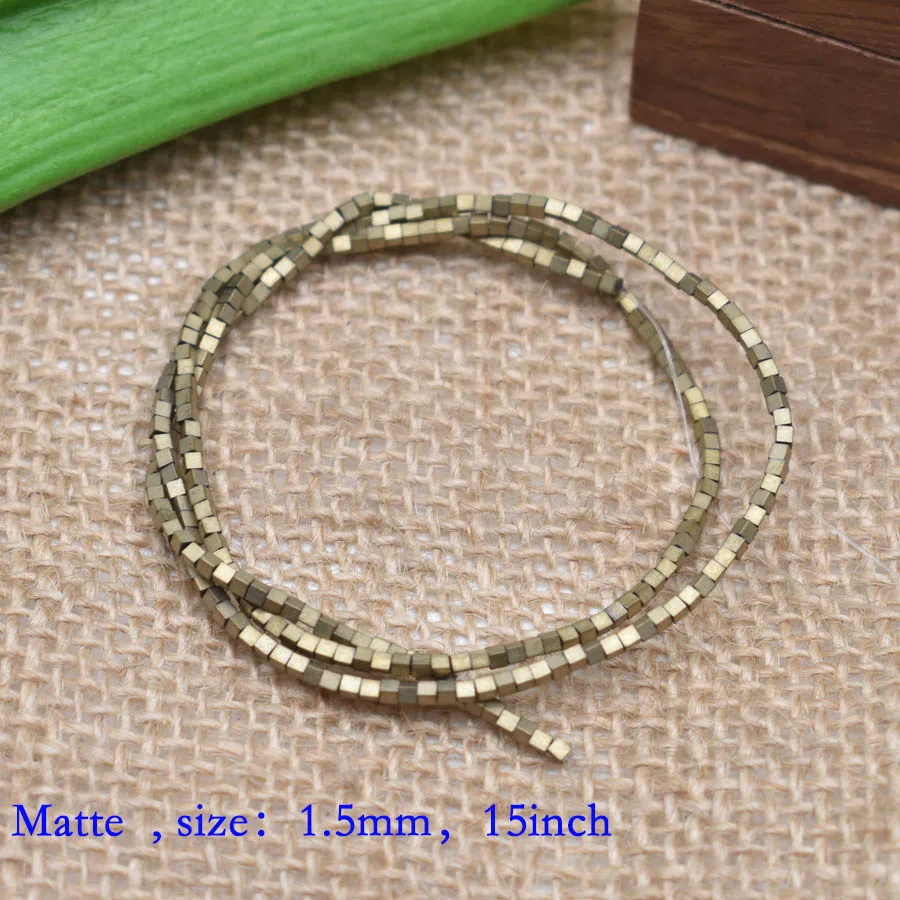 14-1.5mm matte 1,5 мм Цветные Квадратные бусины 274 шт Бусины из натурального камня гематит свободные Квадратные бусины для самостоятельного изготовления ювелирных изделий подарочные серьги - Цвет: 14-1.5mm matte