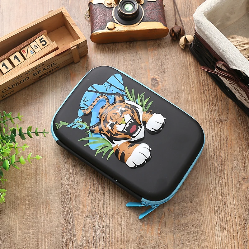 Пенал для мальчиков с мультипликационным большим 3D тираннозавром тигром