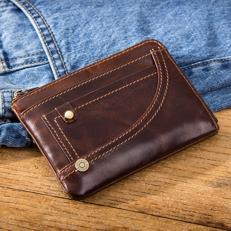 contacts genuine leather card wallet men business credit card holder casual coin purse for male thin credit card case carteira free global shipping