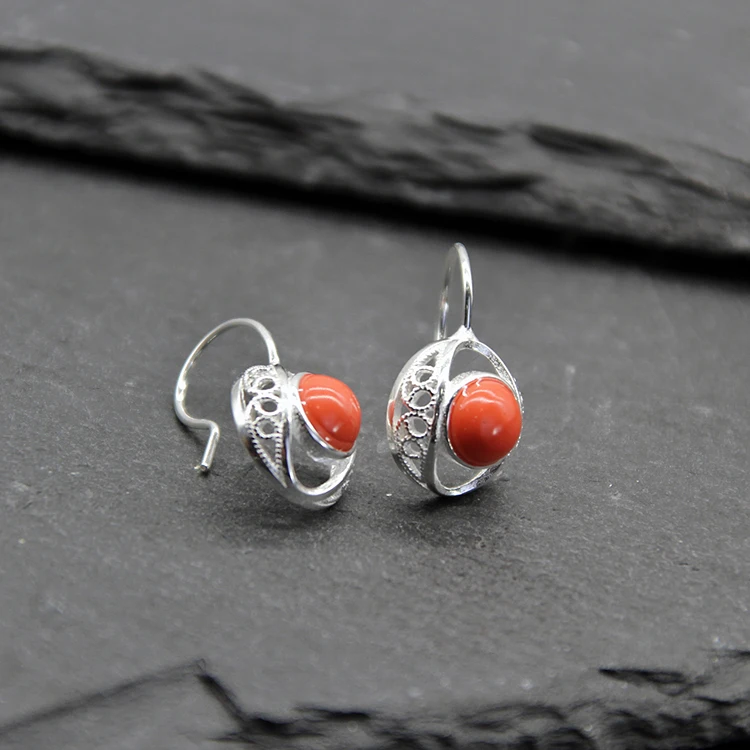 

Ethnic Style 925 Sterling Silver Earrings Tibetan Tibetan Silver Decorative Ornament Mongolian Silver Characteristic Grassland S