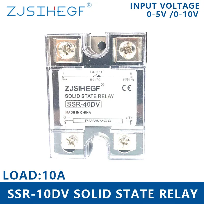 10A SSR вход 0 5 В/0 10VDC однофазный твердотельное реле 10DV регулятор напряжения для