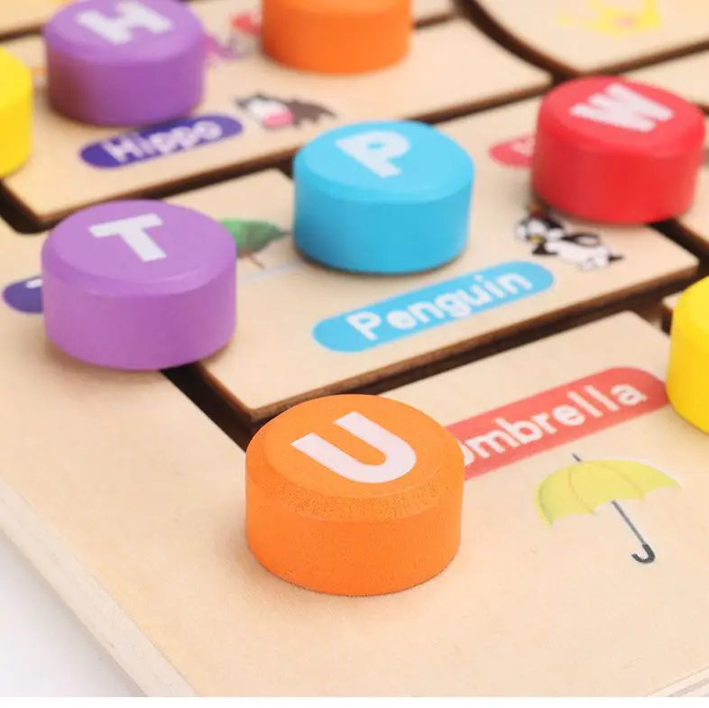 Детские деревянные цифры буквы соответствия игра доска Puzzlesl ходьба матч